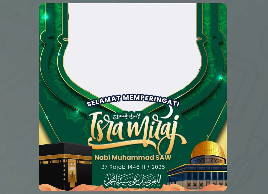 Salah satu contoh Twibbon Isra Miraj 2025 yang bisa digunakan.
