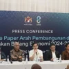 Ketua Kamar Dagang dan Industri (Kadin) Indonesia Arsjad Rasjid saat peluncuran white paper di Jakarta, Selasa (26/11/2024). (Foto/ANTARA)