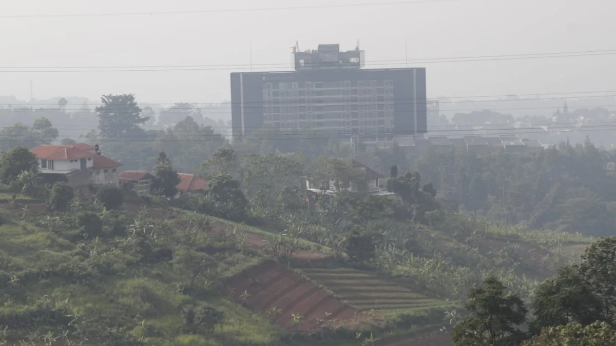 Buruknya Pengelolaan Lingkungan, FK3I Jabar Soroti Alih Fungsi Lahan yang Berlebihan di Kabupaten Bandung Ilustrasi Alih Fungsi Lahan: Potret bangunan berdiri tegak di antara area perkebunan wilayah Bandung, Jawa Barat. Foto: Dimas Rachmatsyah / Jabar Ekspres