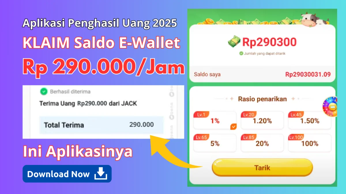 Gampang Banget Hasilkan Rp290.000/Jam dari Aplikasi Penghasil Uang 2025 Gampang Banget Hasilkan Rp290.000/Jam dari Aplikasi Penghasil Uang 2025