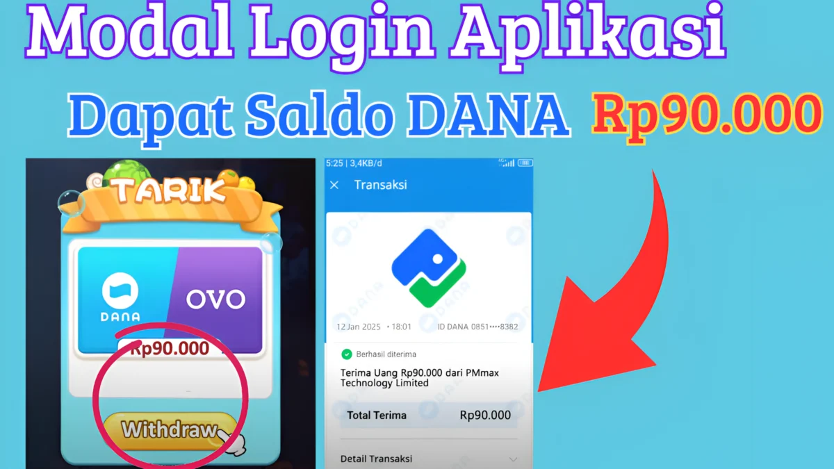 Modal Login Aplikasi Dapat Saldo Gratis hingga Rp90.000 Langsung Cair ke Akun DANA