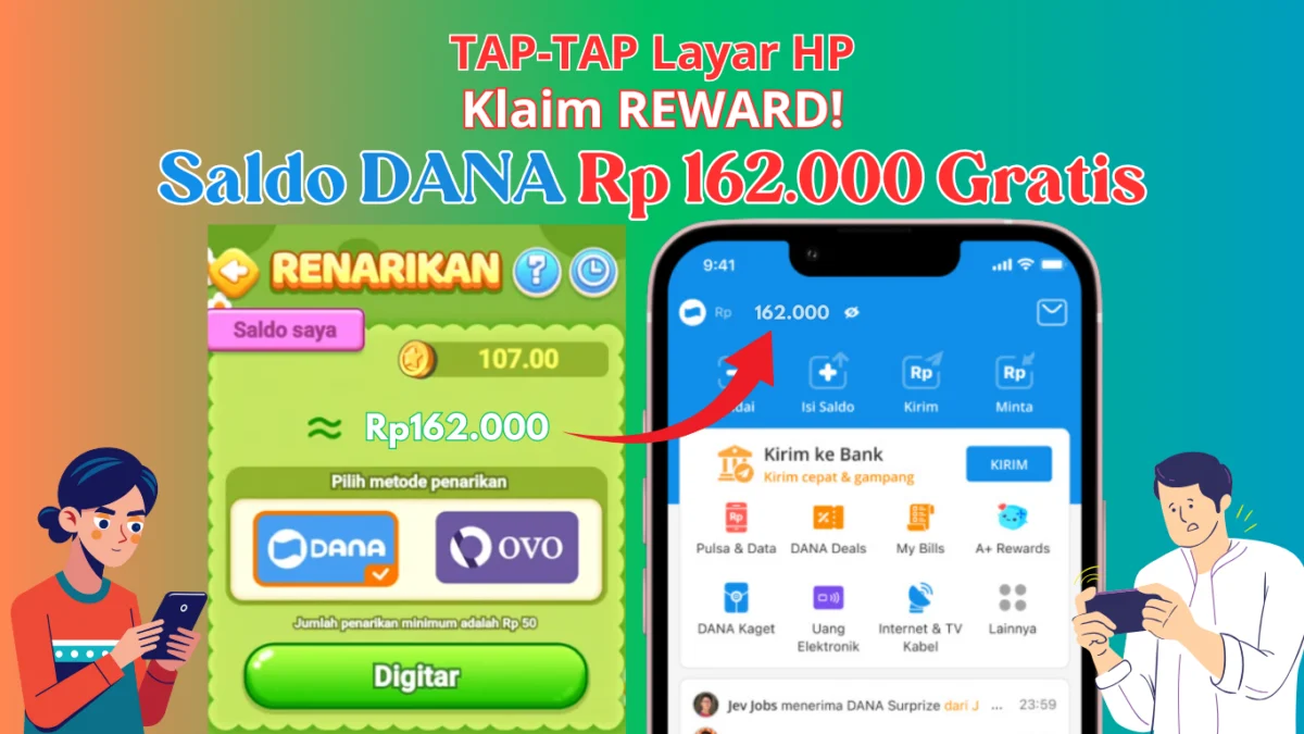 TAP-TAP Layar HP Cair Saldo DANA Rp 162.000 Gratis Langsung Cair ke E-Wallet TAP-TAP Layar HP Cair Saldo DANA Rp 162.000 Gratis Langsung Cair ke E-Wallet