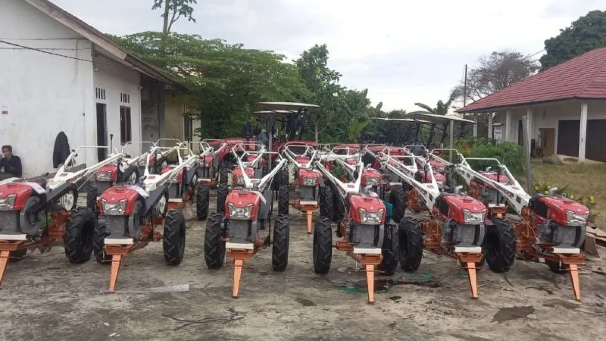 Dirjen Sarpras Kementerian Pertanian memberi bantuan alat mesin pertanian (Alsintan) untuk petani di Kabupaten Tanjung Jabung Timur Jambi. (foto/ANTARA)