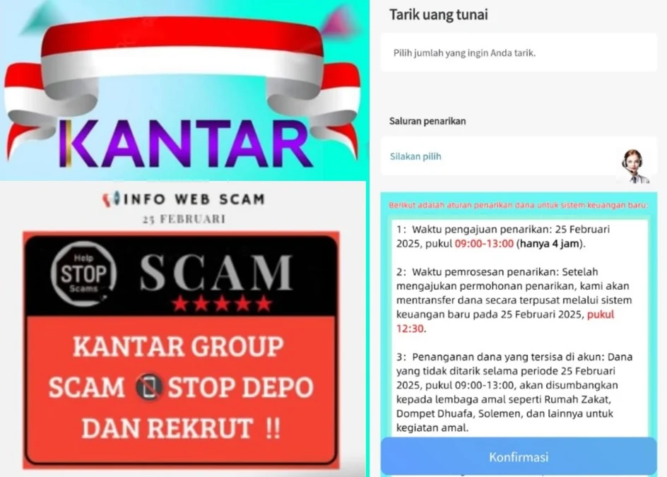 Aplikasi Kantar yang diduga sudah scam hari ini.
