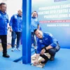 Ketua Umum Partai Demokrat Agus Harimurti Yudhoyono ( AHY ) bersama Jawa Barat Anton Sukartono Suratto bersama jajaran resmikan kantor baru
