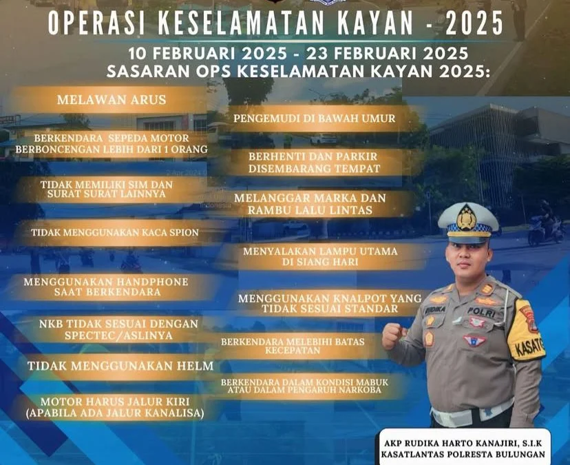 Jadwal & Target OPERASI KESELAMATAN KAYAN 2025 di Polresta Bulungan, Kalimantan Utara