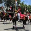75 Pasukan Berkuda saat menyambut ketibaan Presiden Turki, Recep Tayyip Erdogan di Gerbang Utama Istana Kepresidenan Bogor, Rabu (12/2). (Yudha Prananda / Jabar Ekspres)