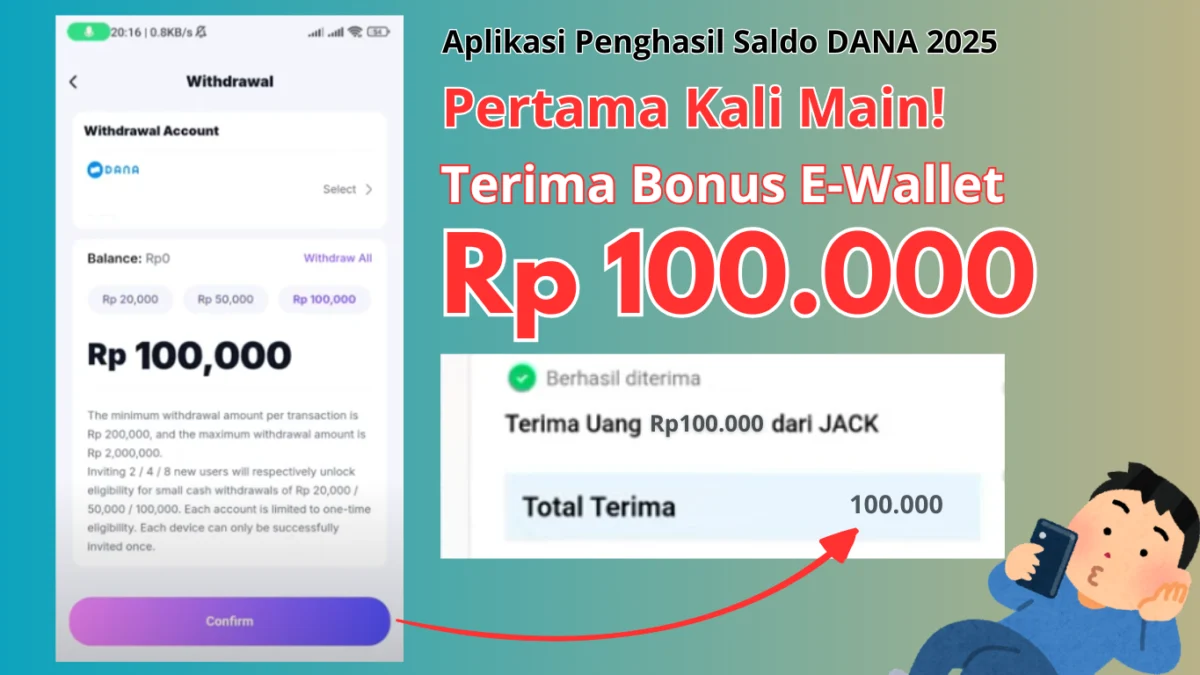 Pertama Kali LOGIN Withdraw Saldo Rp100.000 dengan Aplikasi Penghasil Saldo DANA 2025