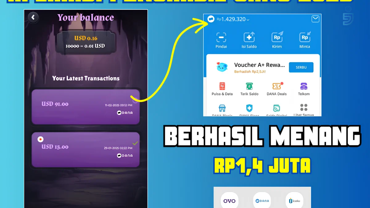 Tanpa Main Game Aplikasi Penghasil Uang Terbaru 2025 Memberi Rp1,4 Juta Sekali Tarik