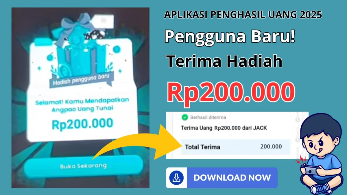 DAFTAR 1 Menit Dapat Bonus Rp200.000 di Aplikasi Penghasil Uang Terbaru 2025 DAFTAR 1 Menit Dapat Bonus Rp200.000 di Aplikasi Penghasil Uang Terbaru 2025