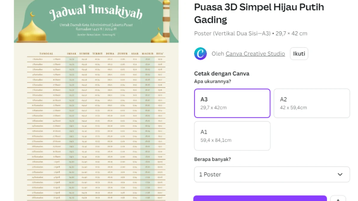 Download Desain Jadwal Imsakiyah Ramadhan 2025 Format CDR & PSD Gratis