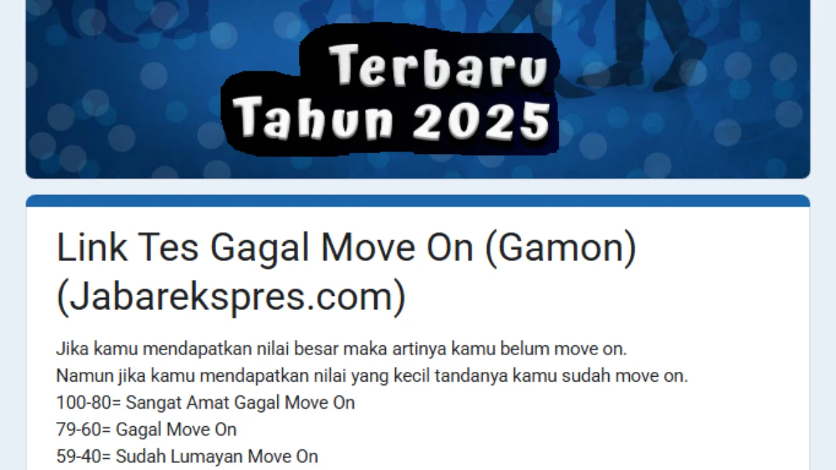 Link Ujian Gamon Google Form DISINI Gratis Tes Seberapa Gamon Kamu, Berani Coba?