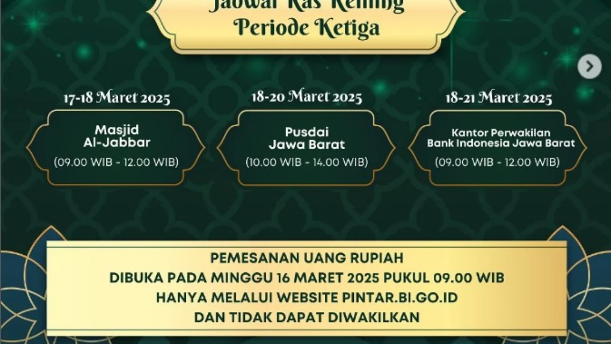 Jadwal dan lokasi Tukar uang baru di Bandung periode 3