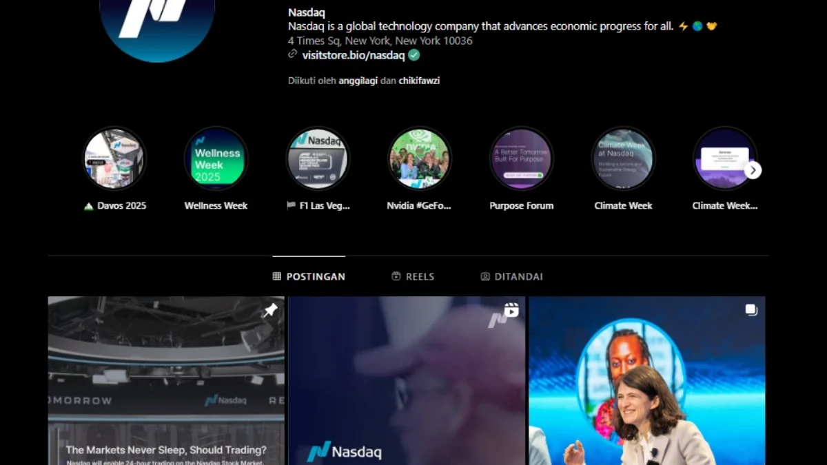 Akun sosial media Nasdaq yang sama sekali tidak mengunggah tentang aplikasi WPONE