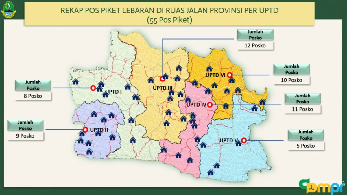 Rekap Lokasi Posko Piket Lebaran yang didirikan Pemda Prov Jabar yang tersebar di 55 titik.