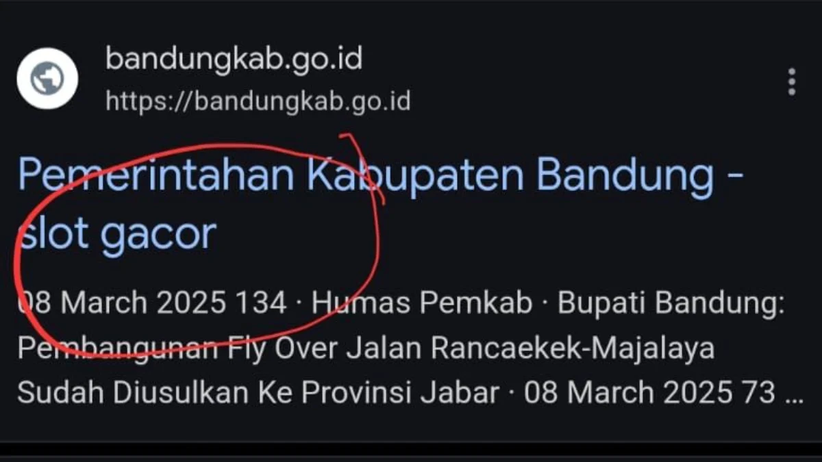 Website Resmi Pemkab Bandung Diduga Diretas, Muncul Kata “Slot Gacor” di Google Tangkapan layar google terkait website pemkab bandung diduga diretas. (Jabar Ekspres)