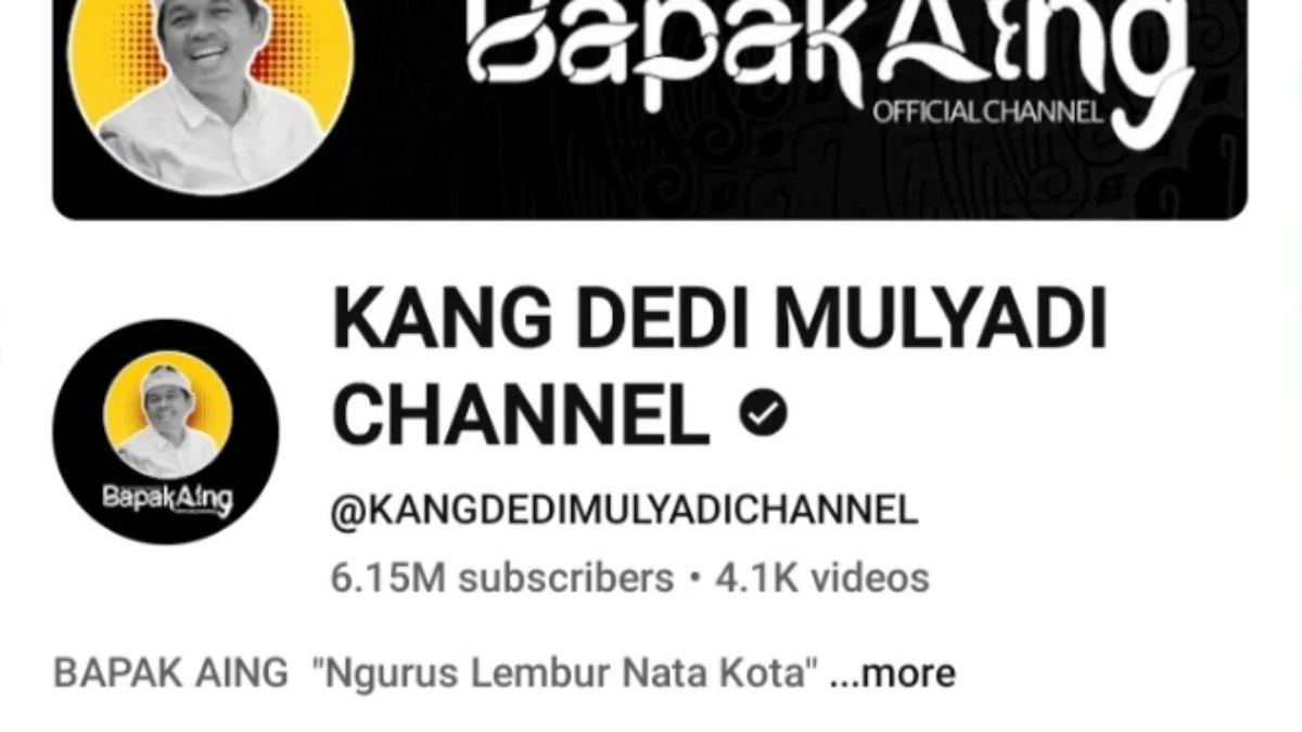 Akun Youtube resmi Gubernur Jabar Dedi Mulyadi