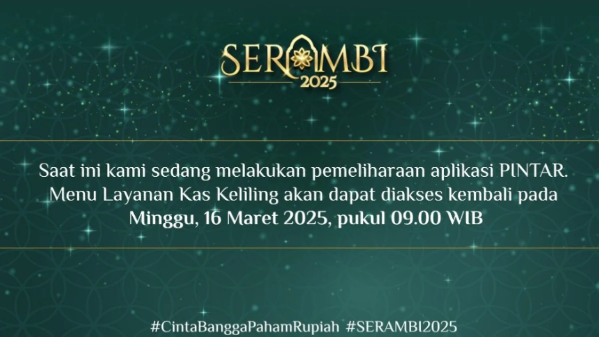 Pengumuman dari BI terkait menghilangnya menu layanan kas keliling, agar masyarakt bisa tukar uang baru.