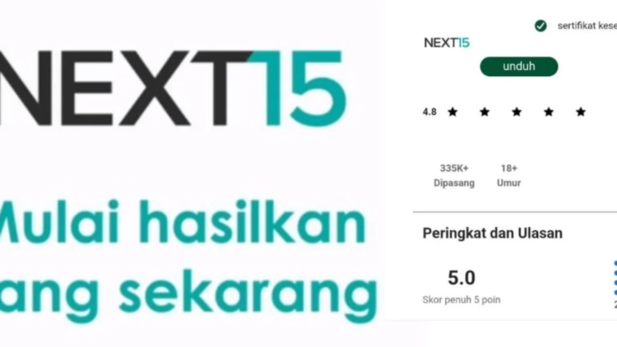 Promosi aplikasi Next 15 setelah libur perusahaan.