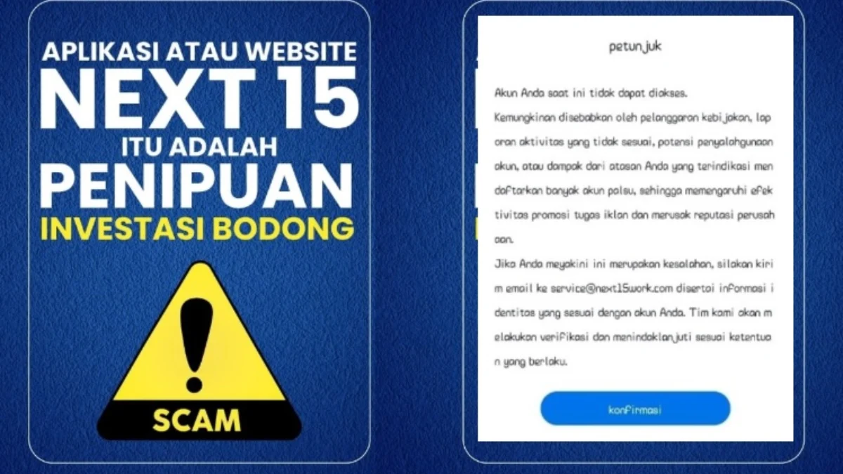Aplikasi Next 15 yang kini sudah scam