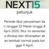 Aplikasi Next 15 yang akan mulai normal besok.