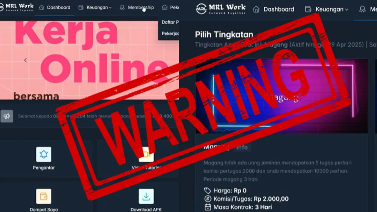 Aplikasi MRL Work scam