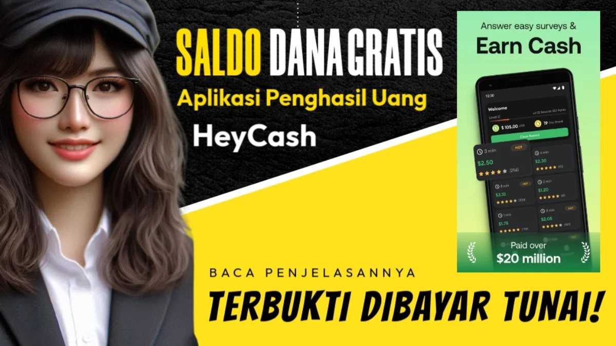 Buat kalian yang ingin dapat tambahan uang atau saldo Dana Gratis, Apilkasi Penghasil Uang HeyCash menjanjikan pendapatan terbukti dibayar.