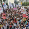 Ilustrasi buruh demo. (ist)