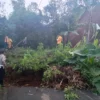 Kondisi longsor yang menutupi Jalan Raya Pangalengan tepatnya di Kampung Babakan Sukasari RT 01 RW 23, Desa Margamulya, Kecamatan Pangalengan, Senin (14/4/2025). Foto Istimewa
