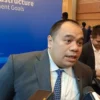 Chief Investment Officer (CIO) Danantara Pandu Sjahrir ditemui usai acara Global Business Summit on Belt and Road Infrastructure Investment di Jakarta, Minggu (25/5/2025). (foto/ANTARA)
