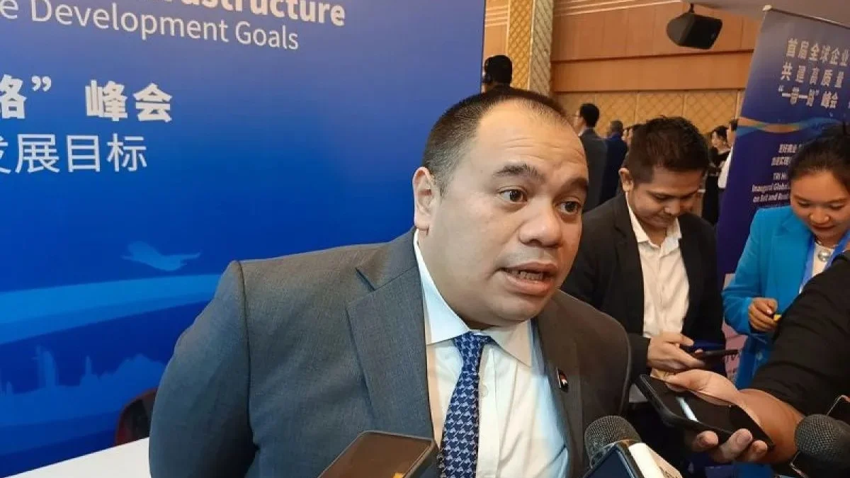 Chief Investment Officer (CIO) Danantara Pandu Sjahrir ditemui usai acara Global Business Summit on Belt and Road Infrastructure Investment di Jakarta, Minggu (25/5/2025). (foto/ANTARA)