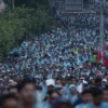 Peserta Digiland Run 2025 yang memadati kawasan Istora Senayan, Jakarta, pada Minggu (18/5)