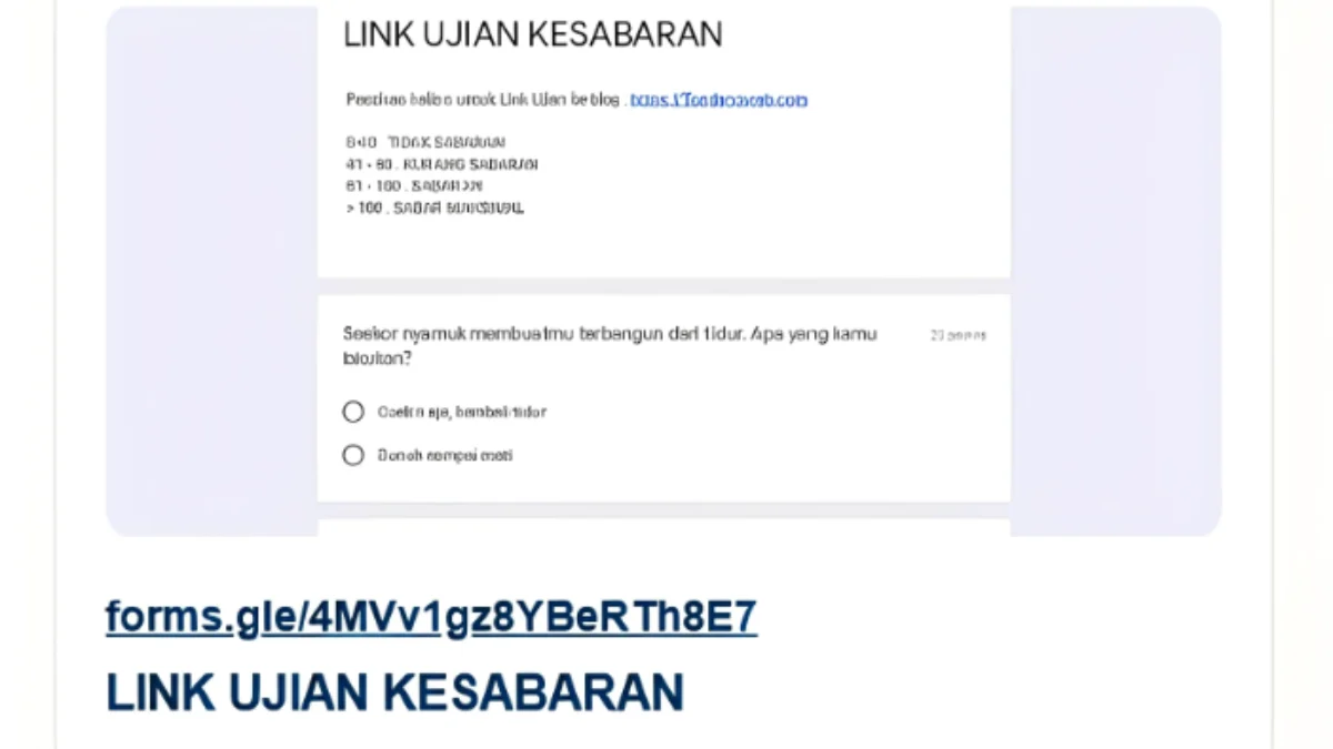 Link Tes Ujian Kesabaran Untuk Semua Kalangan Gratis Via Google Form