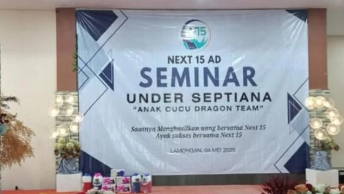 Seminar yang diselenggarakan Aplikasi Next 15 AD untuk merekrut member barunya.