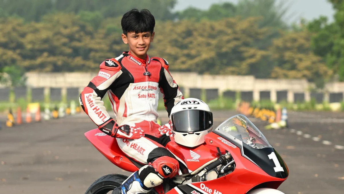 Bintang Pranata Sukma pada saat sesi latihan di Astra Honda Racing School (AHRS) angkatan 2024.