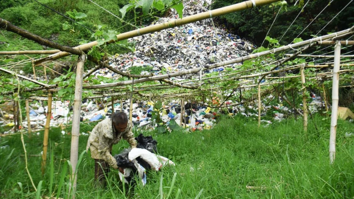 lustrasi: Seorang warga tengah memilah sampah di lokasi pembuangan sampah ilegal di Lembang, Bandung Barat. Foto: Dimas Rachmatsyah / Jabar Ekspres