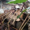 Rumah Wiwi yang berlokasi di RT 06 RW 10, Desa Kujangsari, Kecamatan Langensari, ambruk sekitar pukul 12.30 WIB, usai Salat Jumat. Ia berharap bantuan pembangunan rumah dari pemerintah. (Cecep Herdi/Jabar Ekspres)