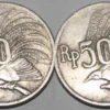 Uang koin kuno 50 Cendrawasih yang kini dihargai mahal oleh Kolektor.