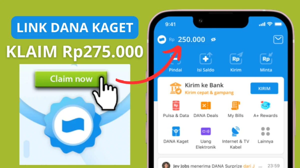 KLIK Link Dana Kaget Rp275.000 Gratis Langsung Cair Saldo ke E-Wallet