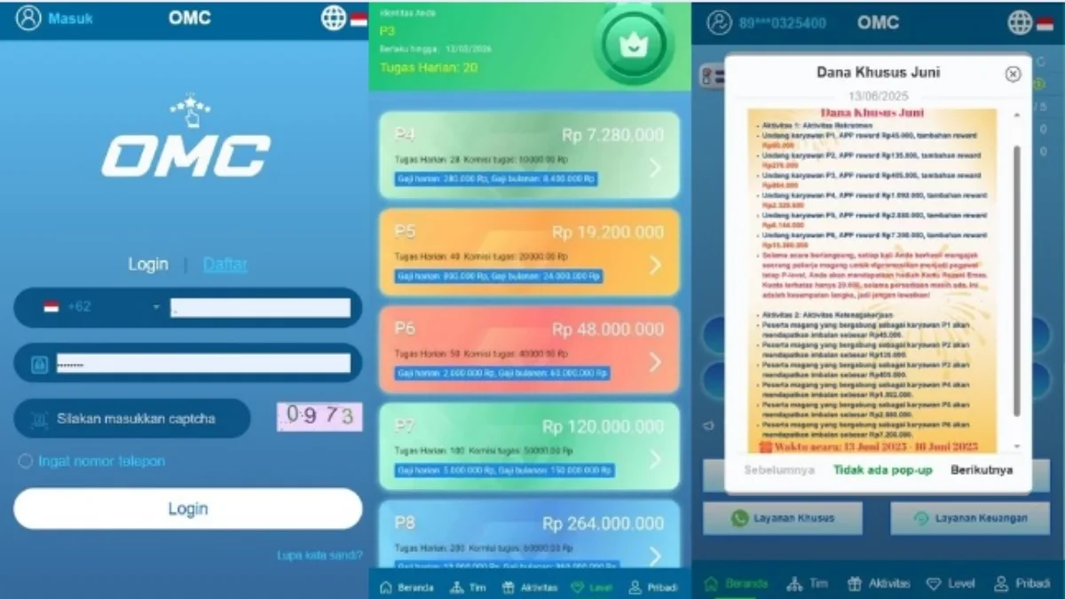 Aplikasi OMC yang mengkalim sebagai aplikasi Penghasil uang terbukti Menguntungkan