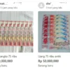 Beberapa postingan penawaran uang 75 ribu dengan harga tinggi.