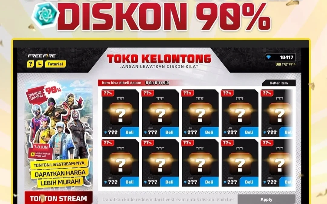Cara Dapat Kode Redeem FF Diskon Sampai 90 Persen di Event Toko Kelontong