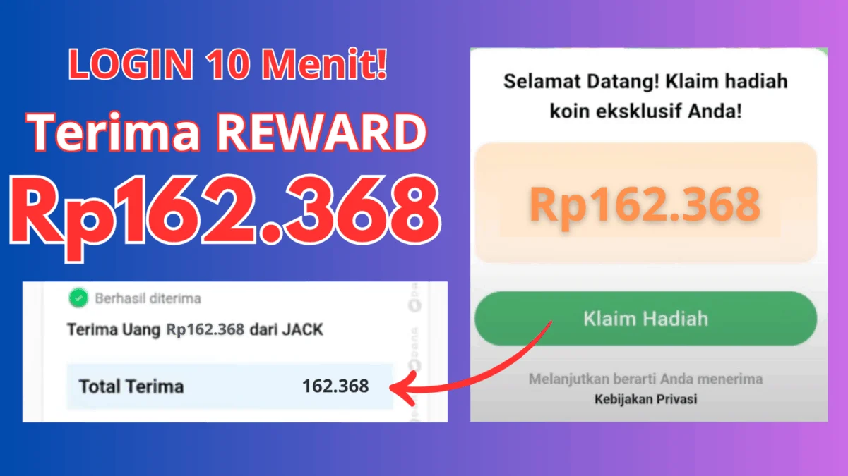 LOGIN 10 Menit Terima Hadiah Rp162.368 di Aplikasi Penghasil Uang