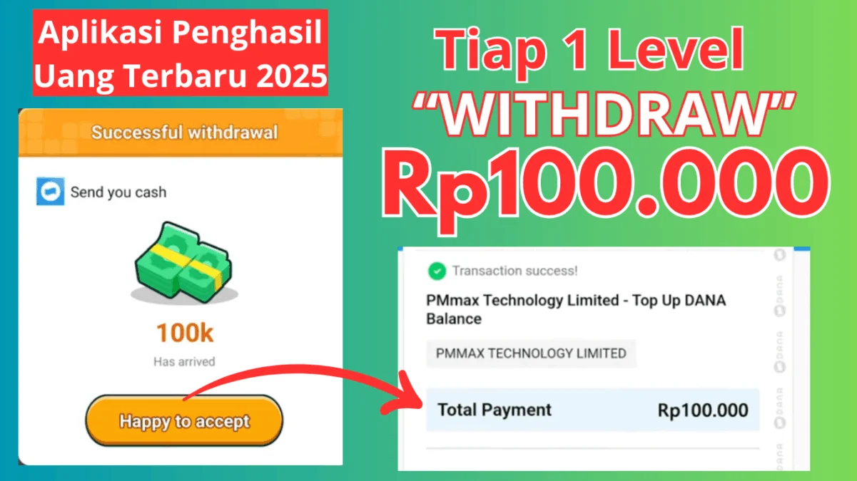 Tiap 1 Level Cair Rp100.000 Menggunakan Aplikasi Penghasil Uang 2025 Tiap 1 Level Cair Rp100.000 Menggunakan Aplikasi Penghasil Uang 2025