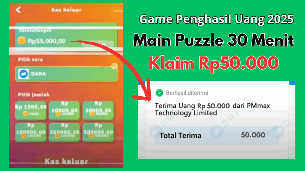 Main Puzzle 30 Menit Cair Rp50.000 di Game Penghasil Uang Tercepat 2025
