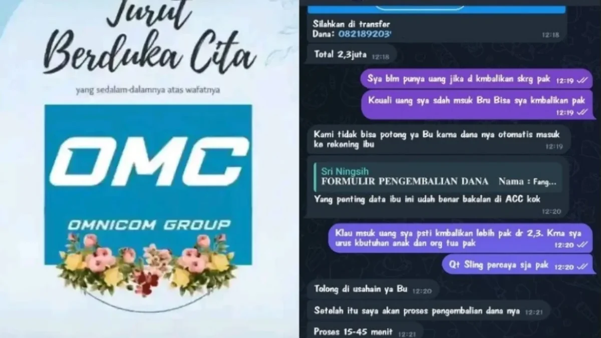 Salah satu bukti chat penipu yang sedang mendesak korban OMC untuk segera transfer