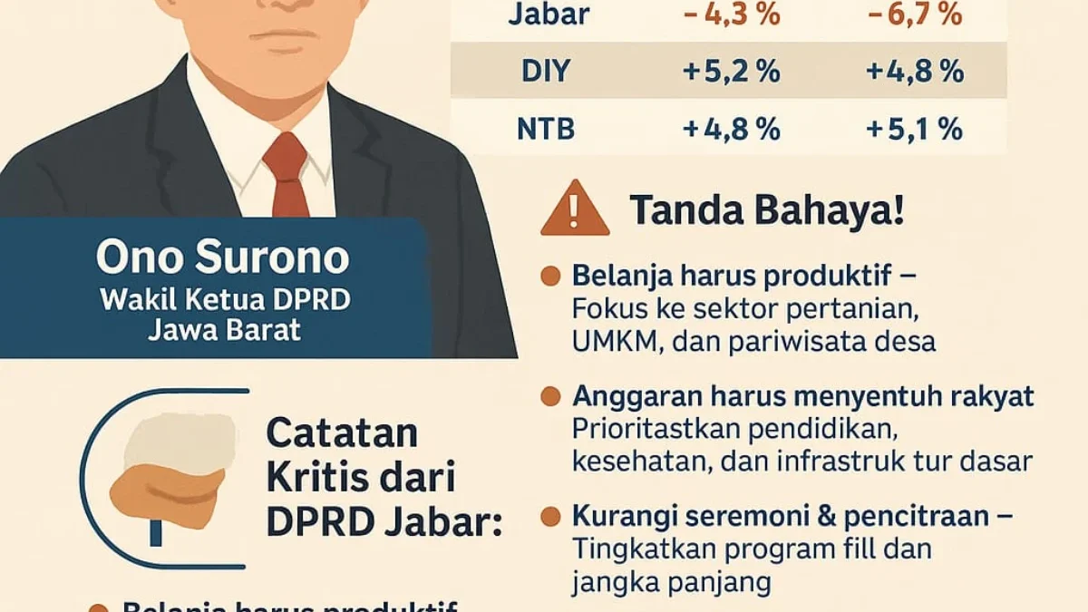 Wakil Ketua DPRD Provinsi Jawa Barat Ono Surono menyampaikan pandangan kritis namun konstruktif atas arah kepemimpinan Gubernur Jawa Barat, Dedi Mulyadi.