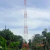 Menara BTS di Dusun Lebakbitung, Desa Mekarbakti, Kecamatan Pamulihan, Kabupaten Sumedang telah berdiri tegak di tengah proses perizinan PBG yang belum keluar.