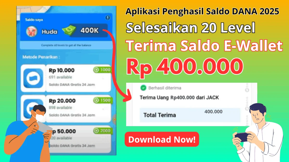 Selesaikan 20 Level Dapet Rp400.000 dari Aplikasi Penghasil Saldo DANA Selesaikan 20 Level Dapet Rp400.000 dari Aplikasi Penghasil Saldo DANA