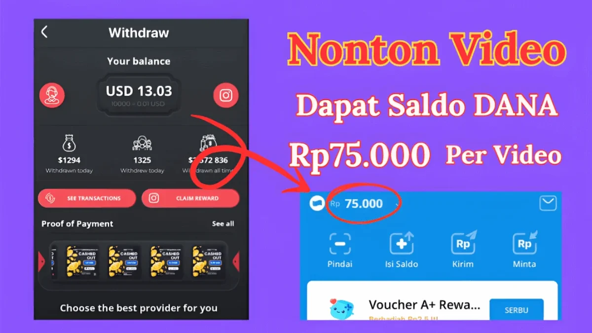 Cuma Nonton Aja Dapat Saldo DANA Gratis Rp75.000 Per Video, Berikut Caranya Cuma Nonton Aja Dapat Saldo DANA Gratis Rp75.000 Per Video, Berikut Caranya